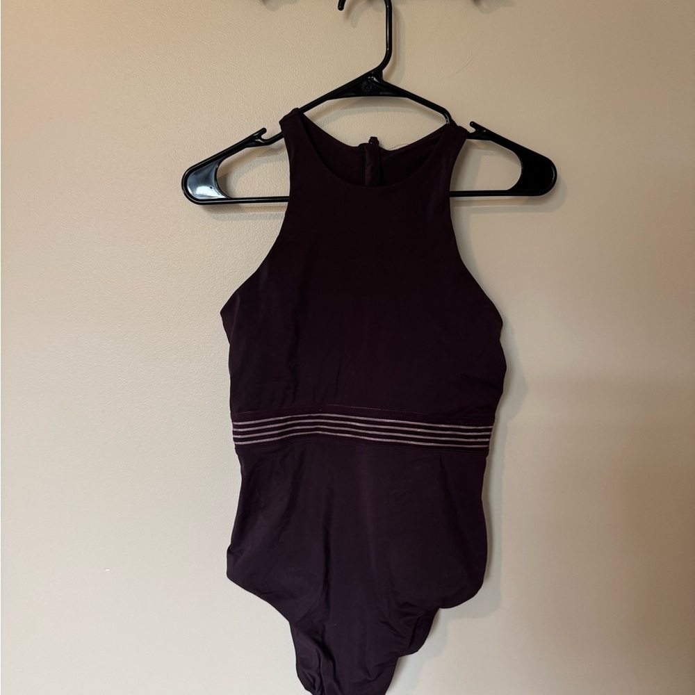 Dark Purple Scuba High Neck One Piece